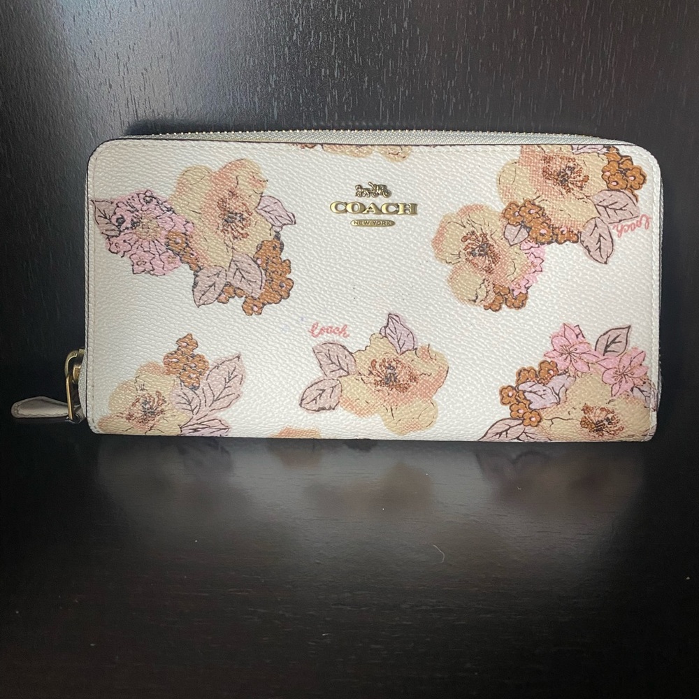 Coach floral long zippered wallet